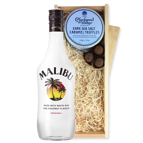 Malibu Original Coconut Rum 70cl And Dark Sea Salt Charbonnel Chocolates Box